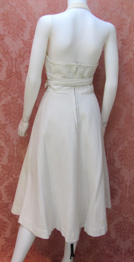 1950's MARILYN MONROE-Style WHITE PIQUE HALTER SUNDRESS w/SILVER ...
